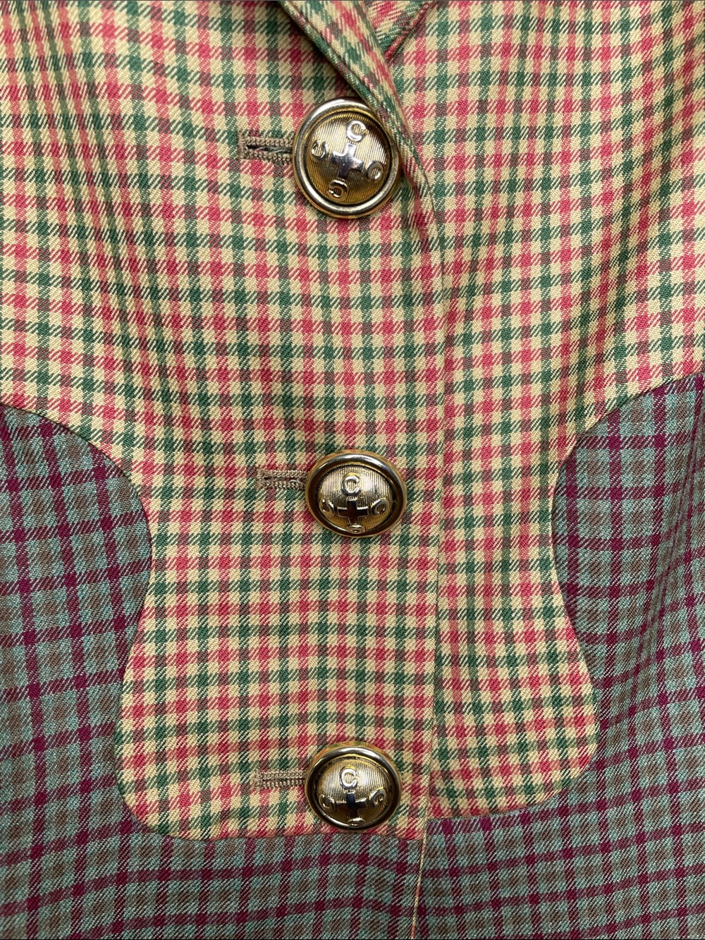 RARE 90’s MOSCHINO Cheap & Chic PUZZLE Blazer Italian Virgin Wool Plaid 8 - Picture 3 of 16
